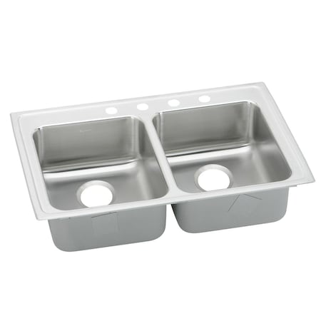 Elkay Lustertone Stainless Steel 33 X 21-1/4 X 6-1/2 Equal Double Bowl Top Mount Ada Sink LRADQ3321655